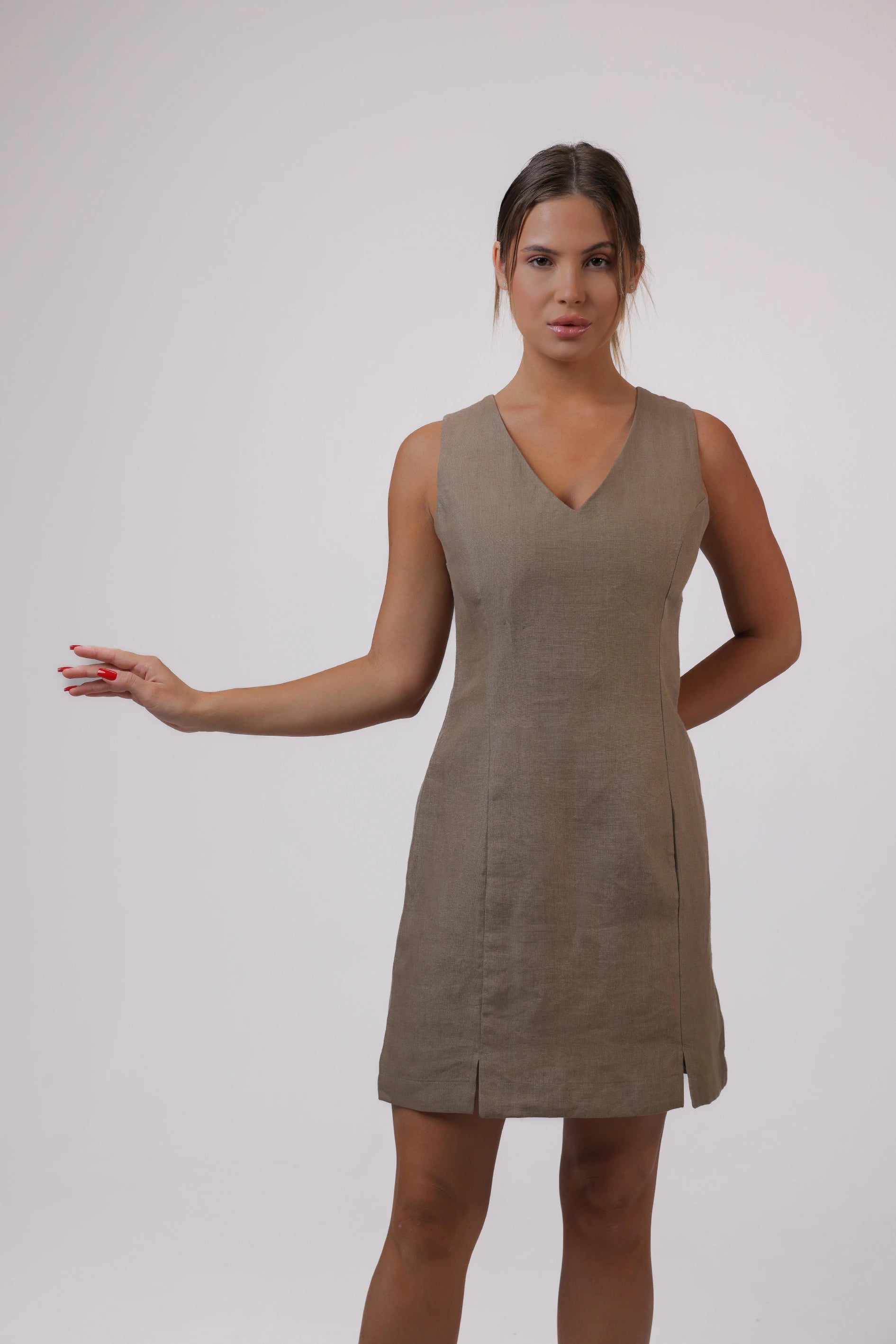 Trace Dress in Taupe Color