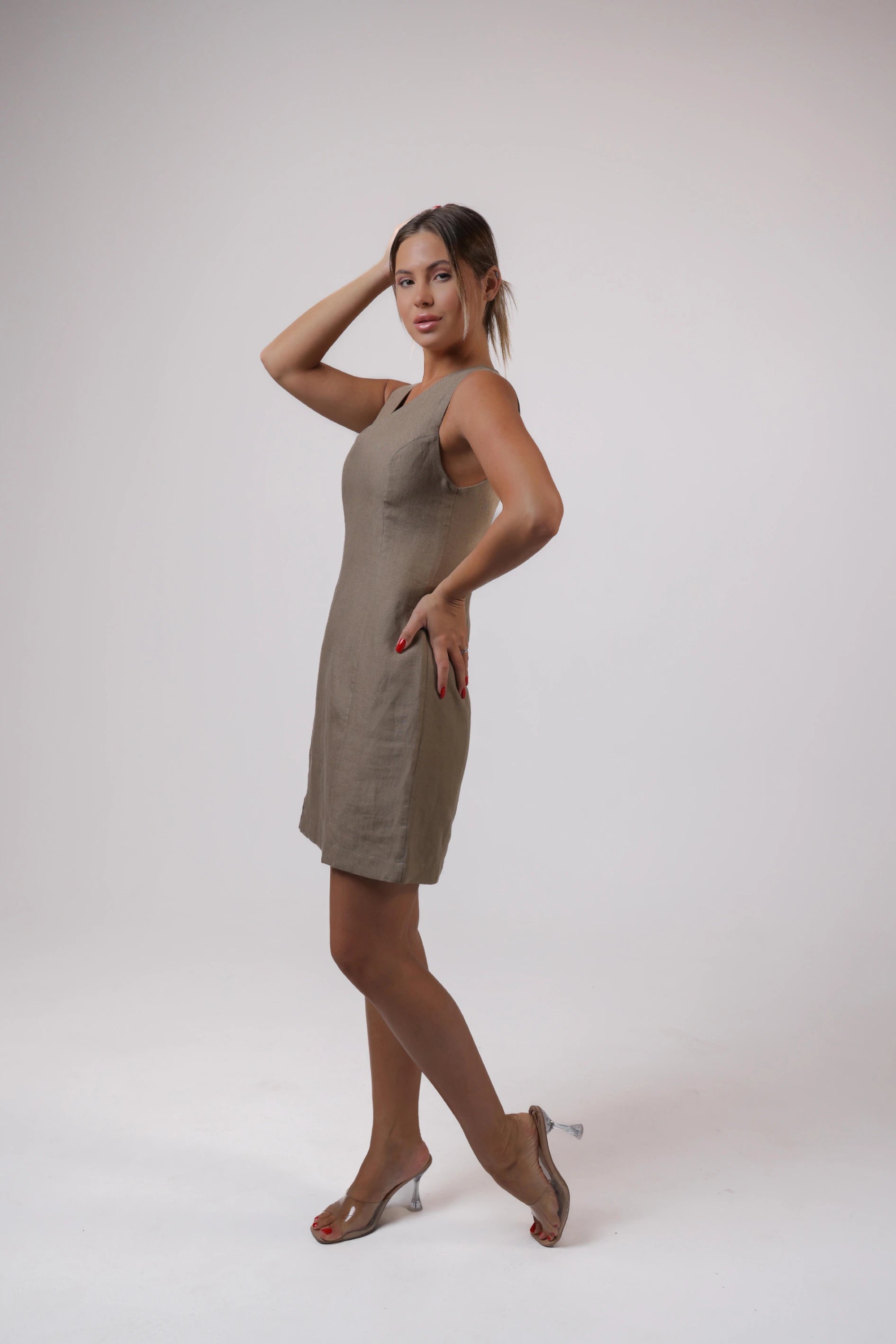 Trace Dress in Taupe Color