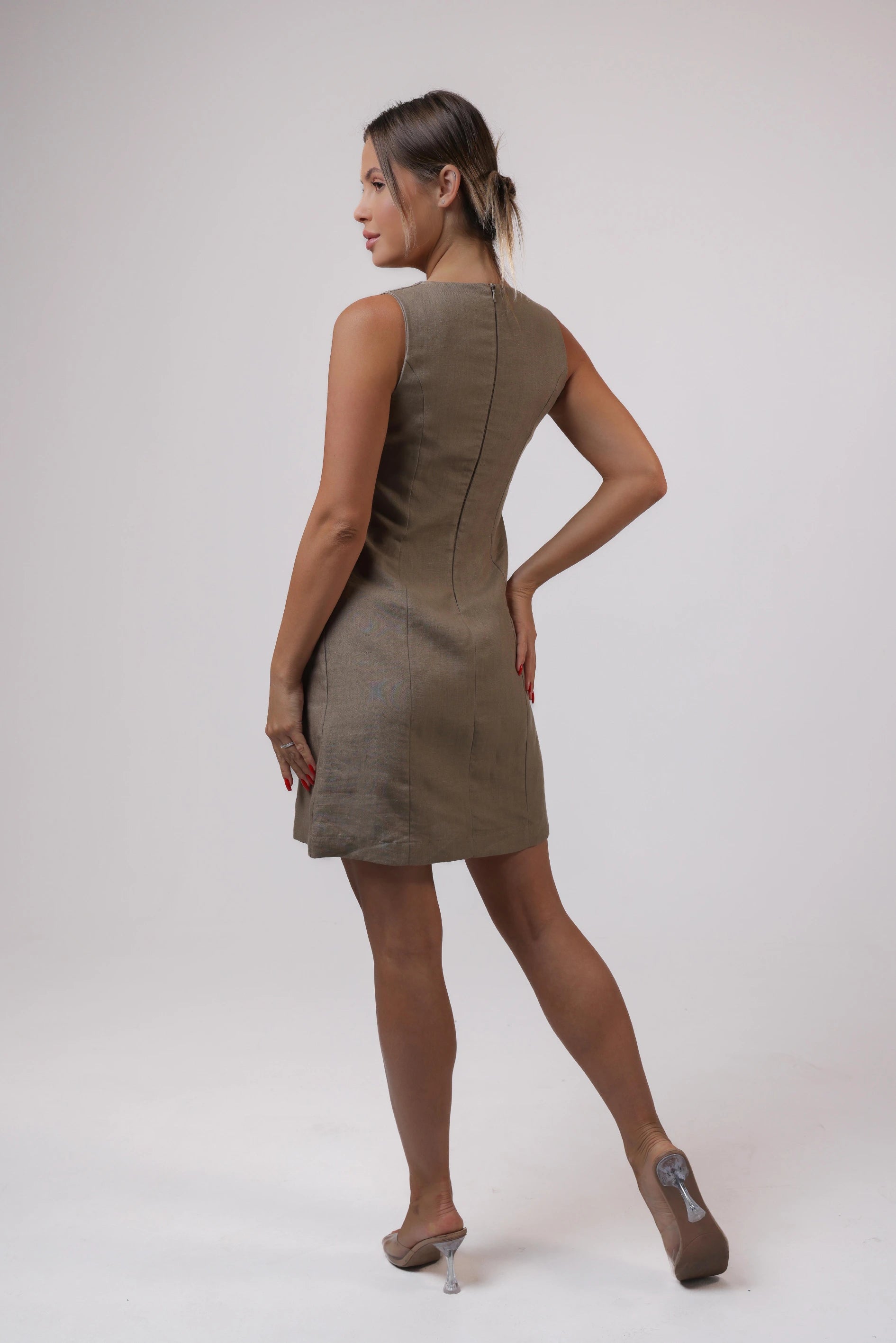 Trace Dress in Taupe Color