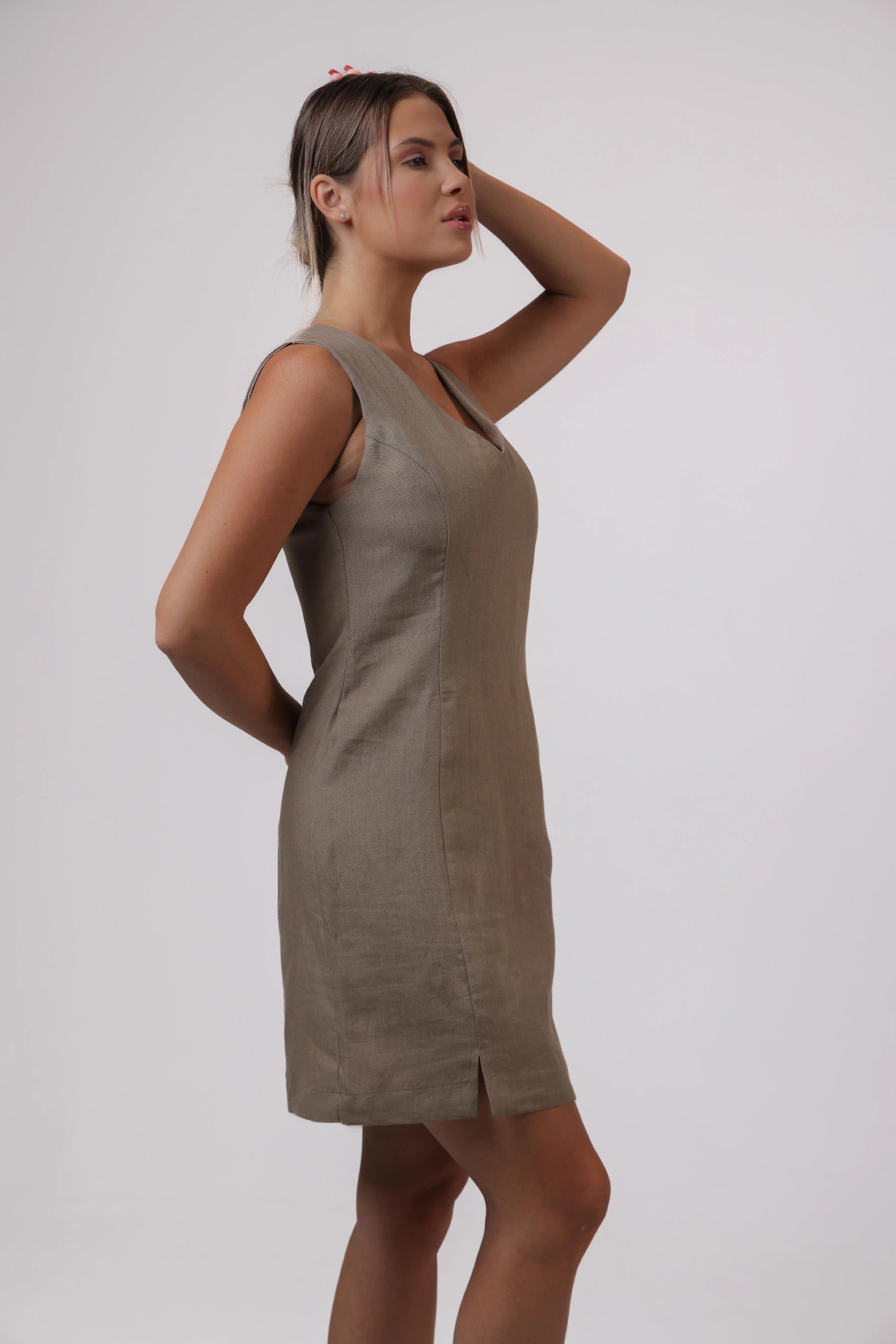Trace Dress in Taupe Color
