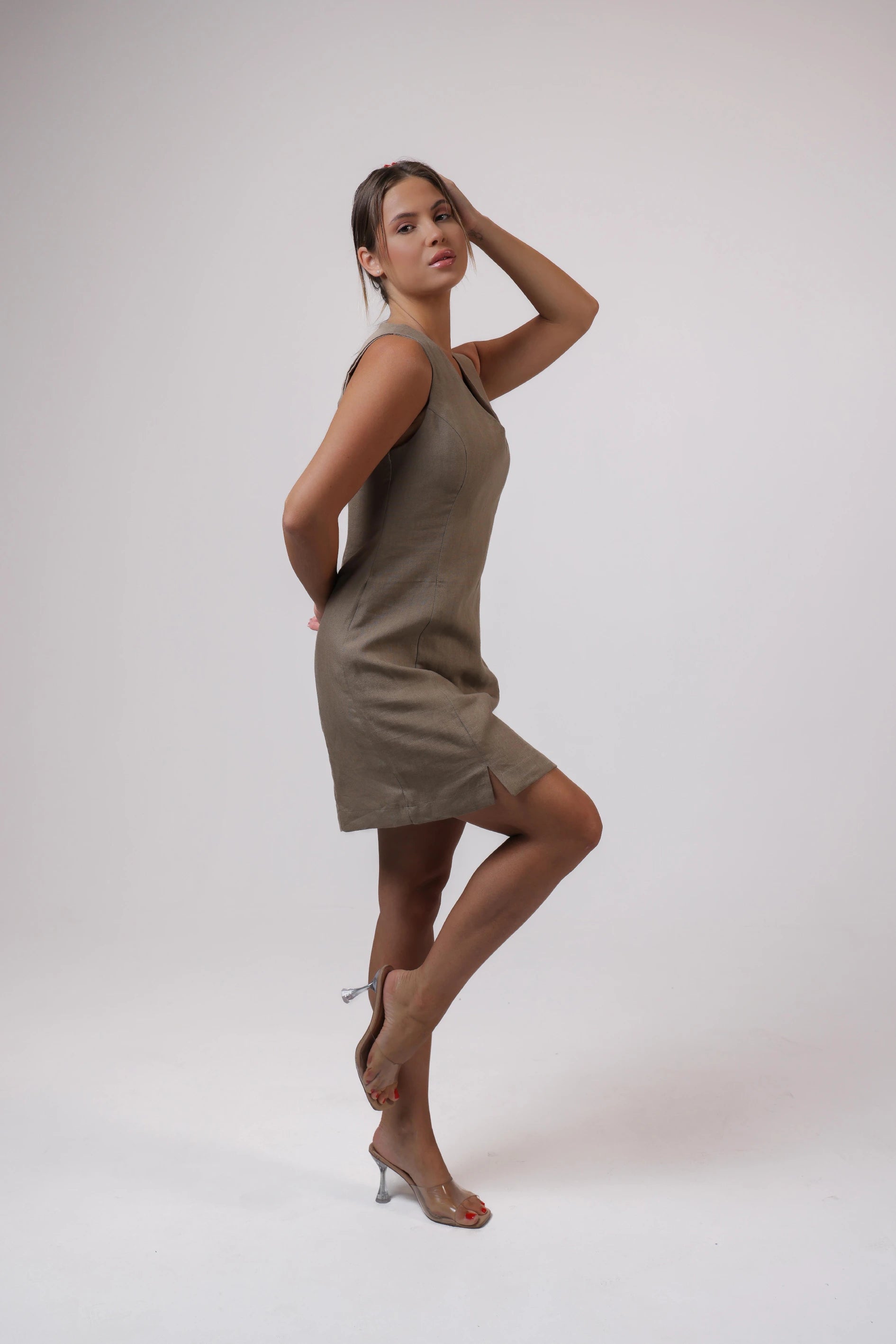 Trace Dress in Taupe Color