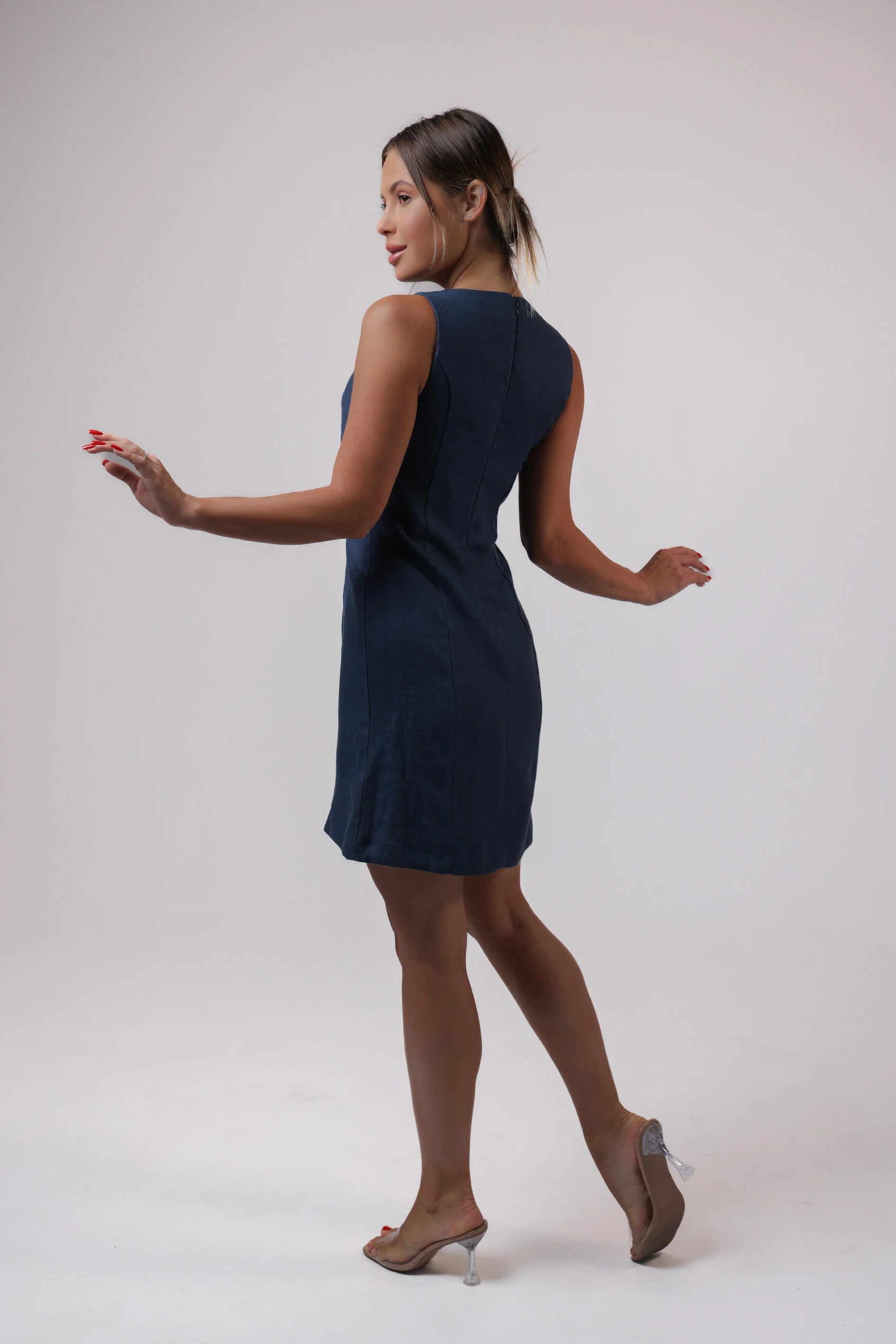 Trace Dress in Navy Blue Color